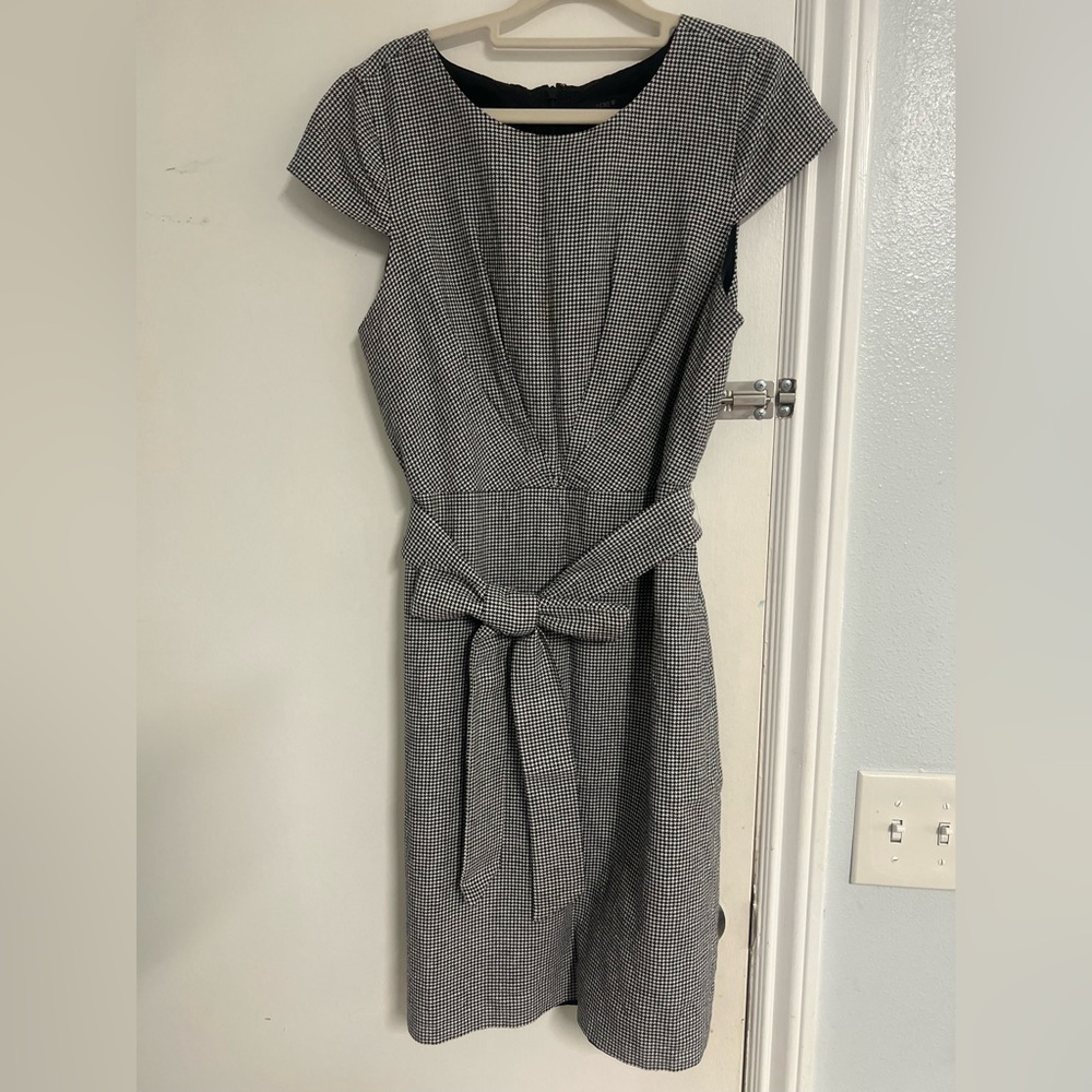 J. Crew Black and White Patterned Midi Dress